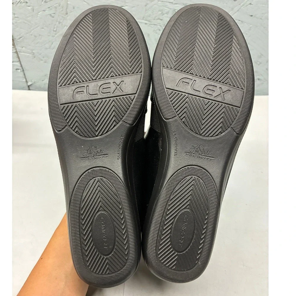 LifeStride Isabelle Wedge Loafers Slip On Shoes Womens 11M Black Comfort Office